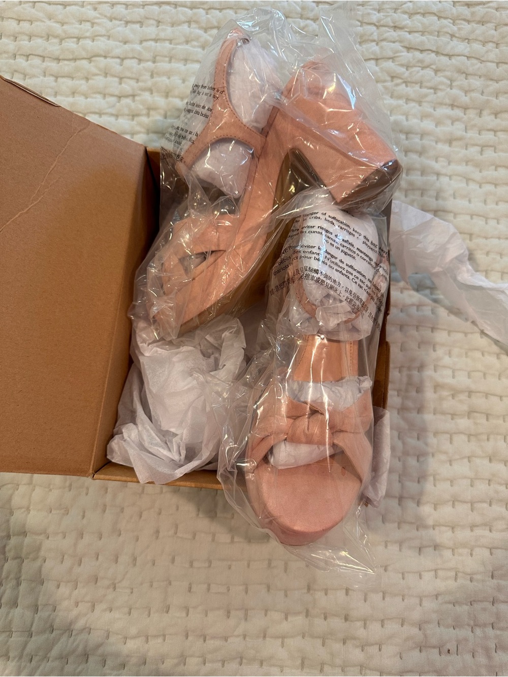 J. Crew Blush Pink Block Heel Sandals with Bow Detail